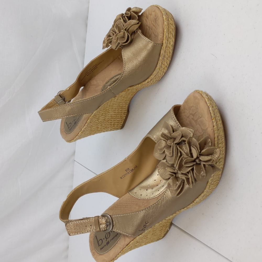 b.o.c. women's Sandals Gold Floral Heels Shoes